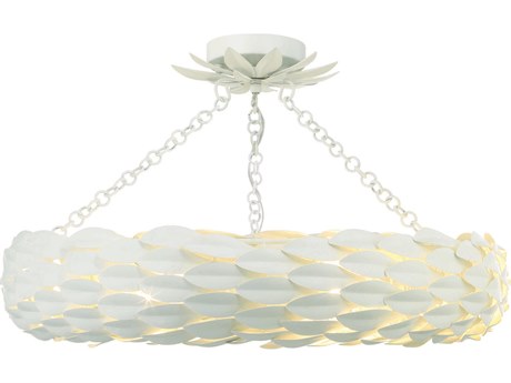 Crystorama Broche 6-Light Matte White Semi Flush Mount
