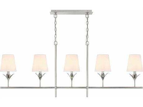 Crystorama Broche 5-Light Antique Silver Linear Island Pendant
