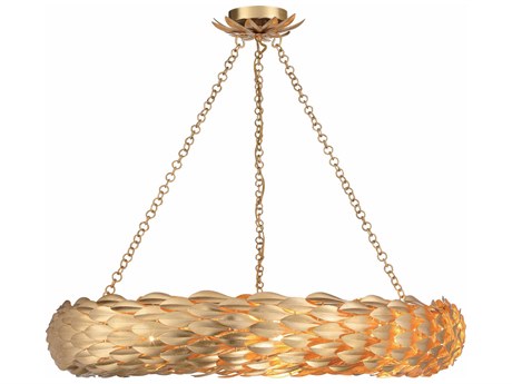 Crystorama Broche 8-Light Antique Gold Round Pendant
