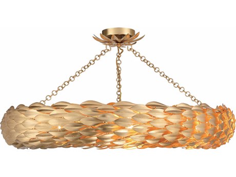 Crystorama Broche 8-Light Antique Gold Semi Flush Mount