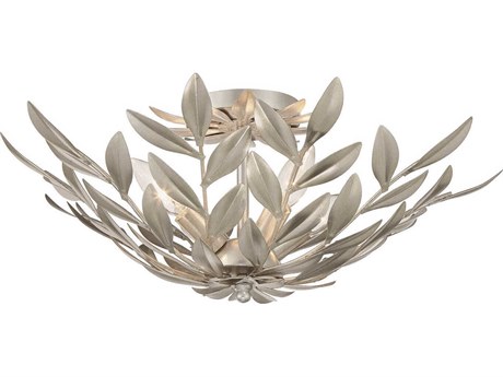 Crystorama Broche 4-Light Antique Silver Semi Flush Mount