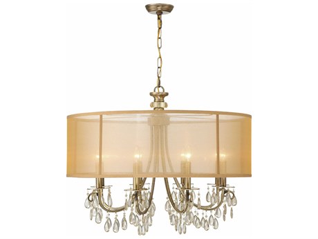 Crystorama Hampton 8-Light Gold Crystal Candelabra Drum Chandelier