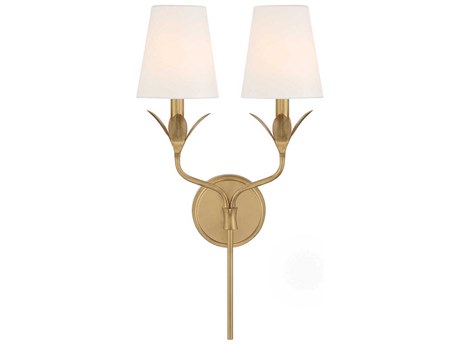 Crystorama Broche 2-Light Antique Gold Wall Sconce