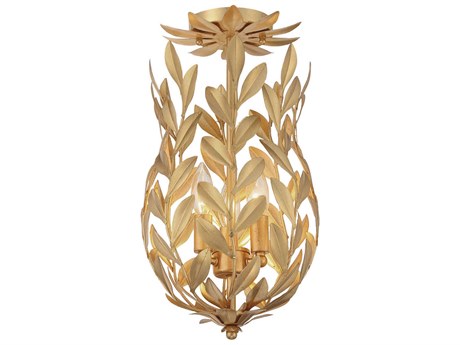 Crystorama Broche 3-Light Antique Gold Semi Flush Mount