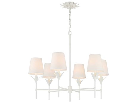 Crystorama Broche 6-Light Matte White Candelabra Chandelier