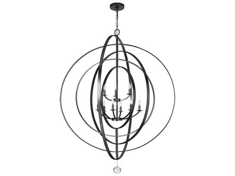 Crystorama Luna 9-Light Matte Black Candelabra Geometric Tiered Chandelier