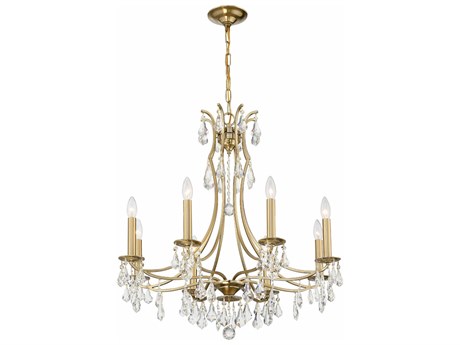 Crystorama Cedar 8-Light Vibrant Gold Crystal Glass Candelabra Chandelier