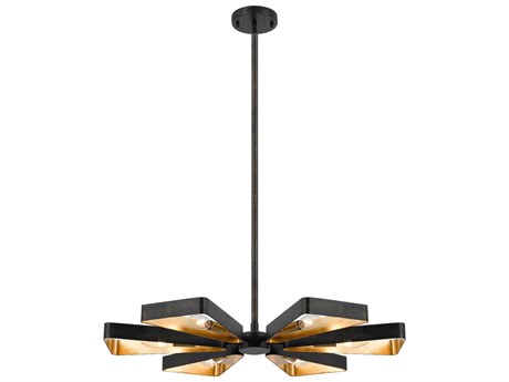 Crystorama Luna 6-Light English Bronze Antique Gold Geometric Chandelier