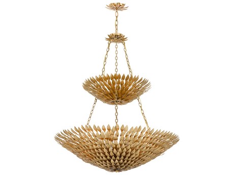 Crystorama Broche 18-Light Gold Bowl Candelabra Chandelier