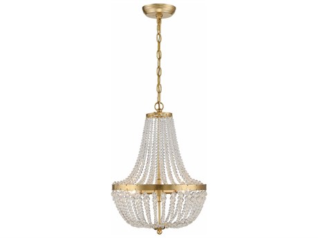 Crystorama Rylee 3-Light Antique Gold Crystal Bowl Candelabra Empire Chandelier