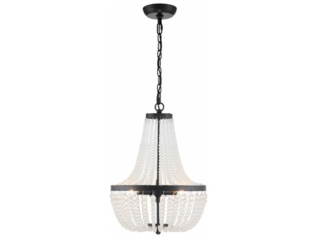 Crystorama Rylee 3-Light Matte Black Glass Candelabra Empire Chandelier