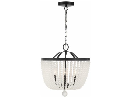 Crystorama Rylee 4-Light Matte Black Glass Bowl Candelabra Chandelier