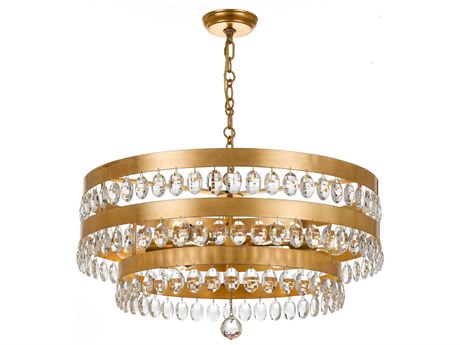 Crystorama Perla 6-Light Antique Gold Crystal Round Tiered Chandelier
