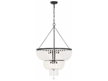 Crystorama Rylee 8-Light Matte Black Glass Candelabra Tiered Chandelier