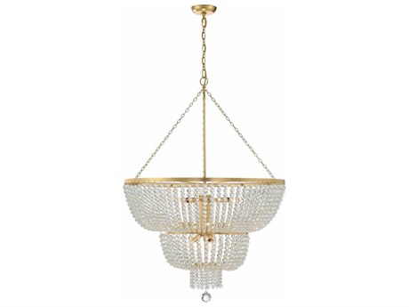Crystorama Rylee 12-Light Antique Gold Crystal Candelabra Tiered Chandelier
