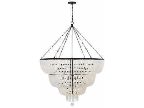 Crystorama Rylee 24-Light Matte Black Glass Candelabra Chandelier