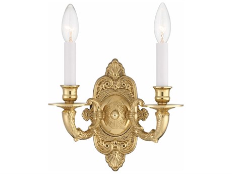 Crystorama 2-Light Polished Brass Wall Sconce