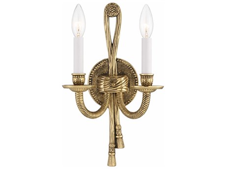 Crystorama 2-Light Olde Brass Wall Sconce