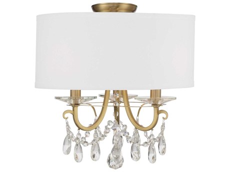 Crystorama Othello 3-Light Vibrant Gold Crystal Drum Semi Flush Mount