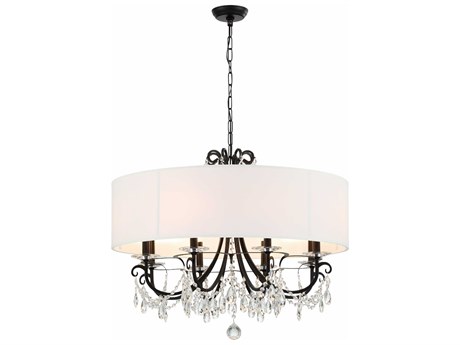 Crystorama Othello 8-Light Matte Black Crystal Candelabra Drum Chandelier