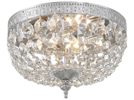Crystorama 2-Light Polished Chrome Crystal Bowl Flush Mount