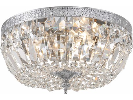 Crystorama 3-Light Chrome Crystal Bowl Flush Mount