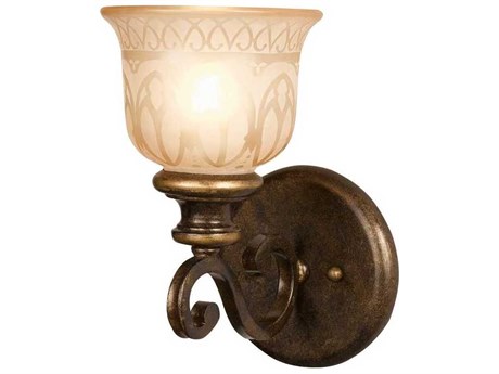 Crystorama Norwalk 1-Light Bronze Umber Glass Wall Sconce
