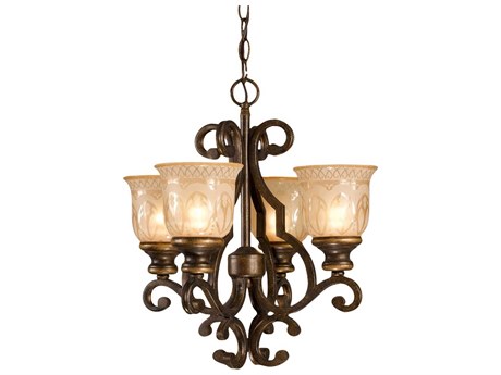 Crystorama Norwalk 4-Light Bronze Umber Glass Bell Chandelier