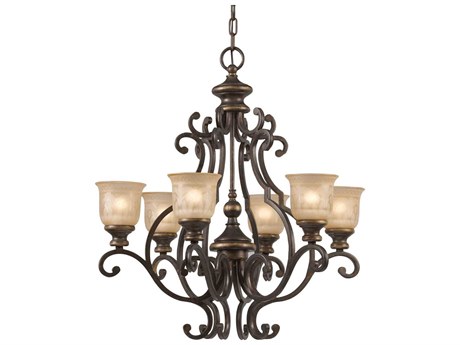 Crystorama Norwalk 6-Light Bronze Umber Glass Bell Chandelier