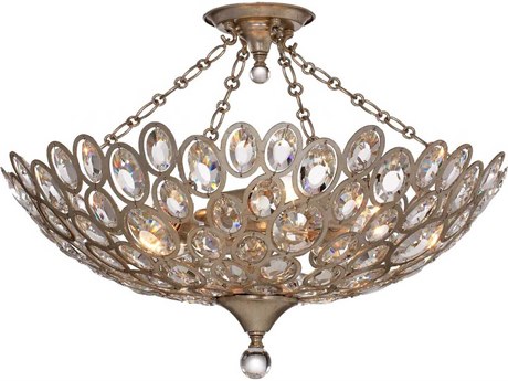 Crystorama Sterling 5-Light Distressed Twilight Chrome Crystal Bowl Semi Flush Mount