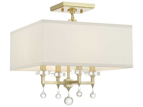 Crystorama Paxton 4-Light Aged Brass Glass Semi Flush Mount