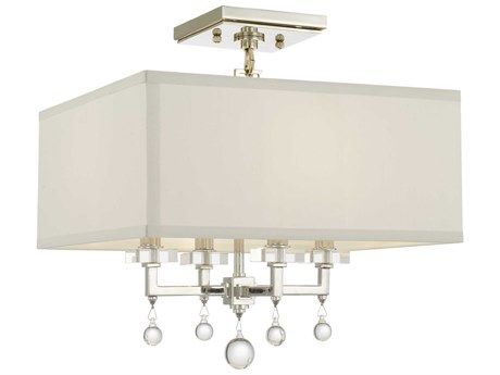 Crystorama Paxton 4-Light Polished Nickel Glass Semi Flush Mount