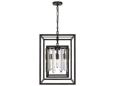 Crystorama Hollis 4-Light Forged Bronze Crystal Candelabra Geometric Chandelier