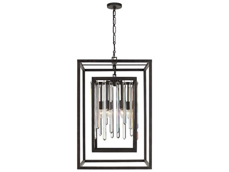 Crystorama Hollis 6-Light Forged Bronze Crystal Geometric Chandelier