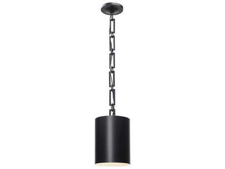 Crystorama Alston 1-Light Matte Black White Cylinder Mini Pendant