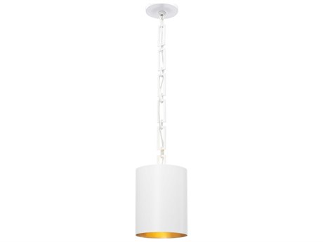 Crystorama Alston 1-Light Matte White Antique Gold Cylinder Mini Pendant