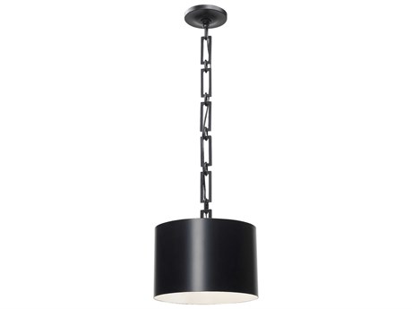 Crystorama Alston 1-Light Matte Black White Drum Mini Pendant