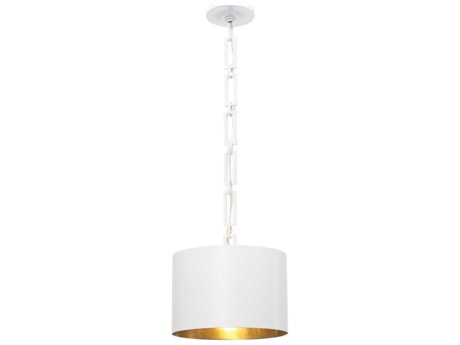 Crystorama Alston 1-Light Matte White Antique Gold Drum Mini Pendant