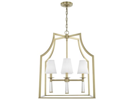 Crystorama Baxter 4-Light Aged Brass Steel Candelabra Chandelier