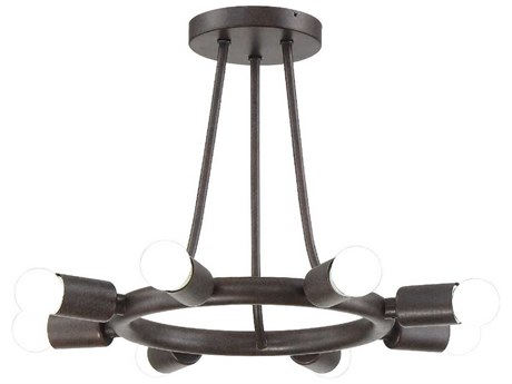 Crystorama Dakota 8-Light Charcoal Bronze Round Semi Flush Mount