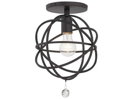 Crystorama Solaris 1-Light Black Glass Geometric Flush Mount