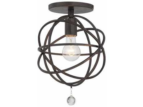 Crystorama Solaris 1-Light English Bronze Glass Semi Flush Mount