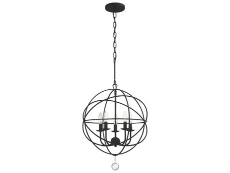 Crystorama Solaris 5-Light Black Glass Geometric Chandelier
