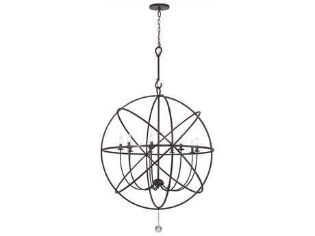 Crystorama Solaris 9-Light Black Glass Geometric Chandelier