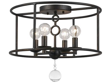 Crystorama Cameron 4-Light Bronze Glass Geometric Semi Flush Mount