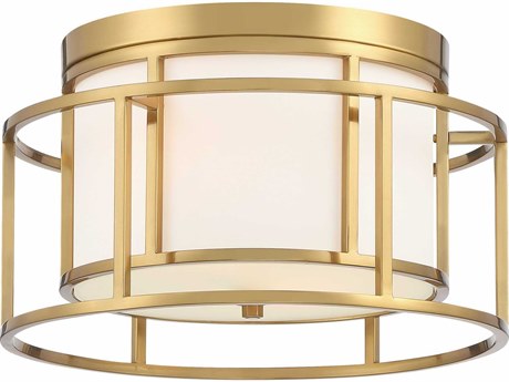 Crystorama Hulton 2-Light Luxe Gold Drum Geometric Flush Mount