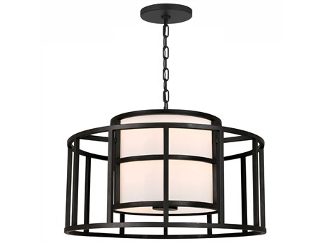 Crystorama Hulton 5-Light Matte Black Candelabra Drum Chandelier