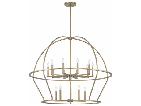 Crystorama Abbott 15-Light Vibrant Gold Candelabra Geometric Tiered Chandelier