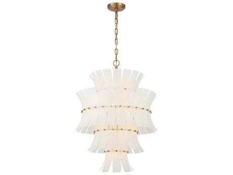 Crystorama Abigail 13-Light Aged Brass White Tiered Chandelier