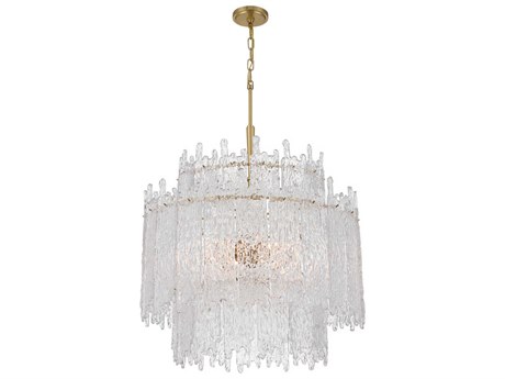 Crystorama Ackerly 8-Light Aged Brass Candelabra Tiered Chandelier
